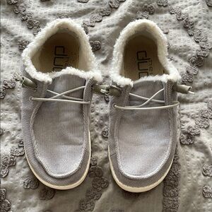 Hey Dude Wendy Light Gray Slip-On Shoes with Cream Lining